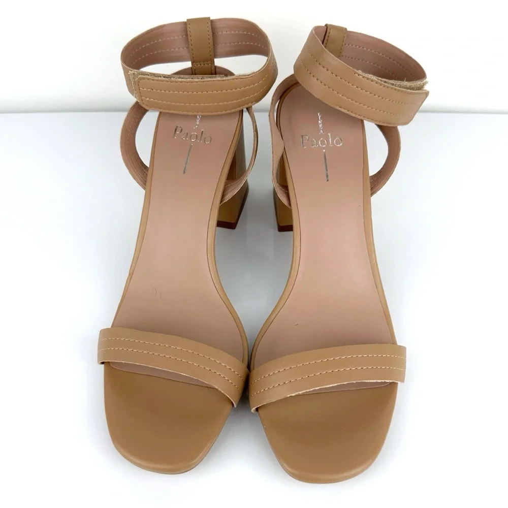 Linea Paolo Women's Emmie Ankle Strap Heeled Sandals Tan Size 9.5 - Picture 7 of 13